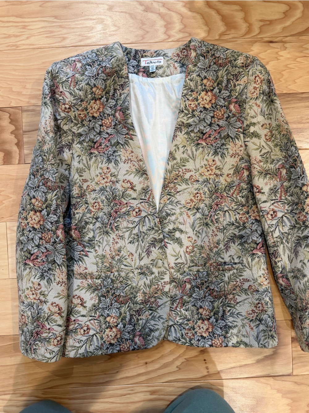 Vintage 90s Talbots Floral Tapestry Blazer Size 10 Made in USA Cottagecore